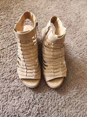 torrid Tan Strappy Cutout Wedge Sandals